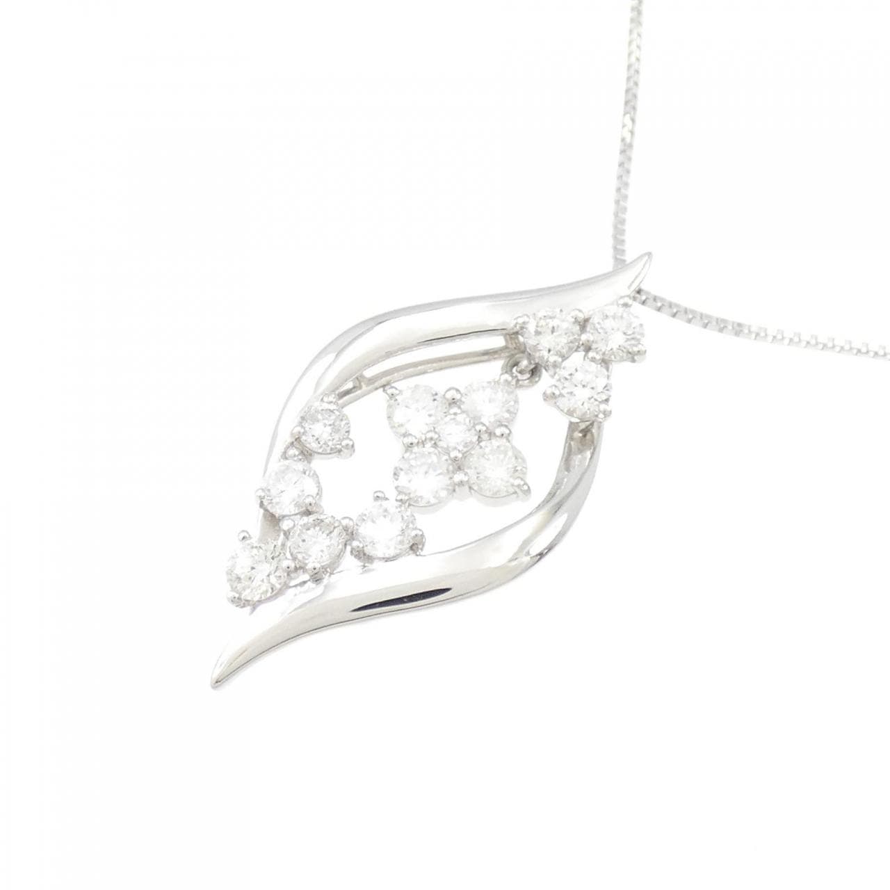 PT/K18WG Flower Diamond Necklace 0.50CT