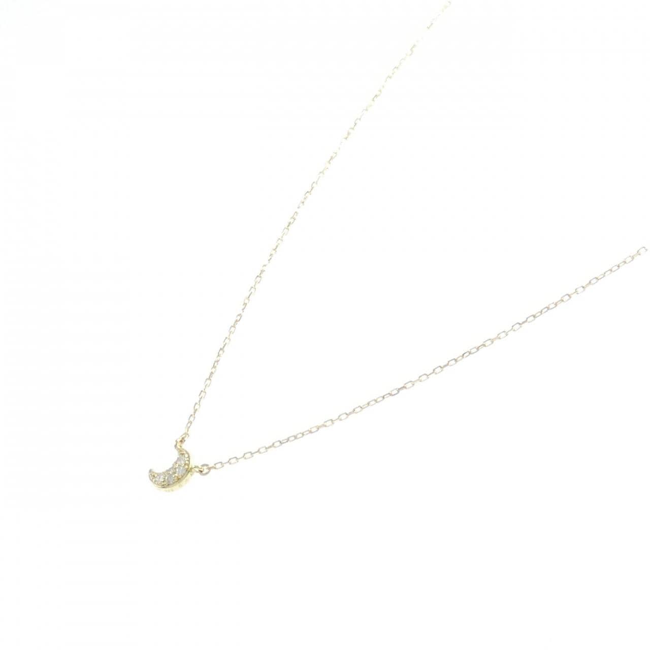 K18YG Moon Diamond Necklace 0.04CT