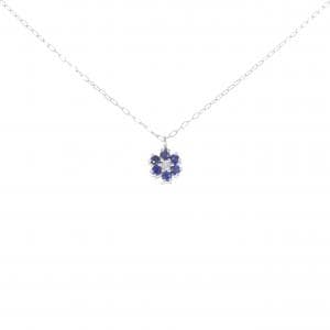 K18WG フラワー サファイヤ ネックレス 0.11CT