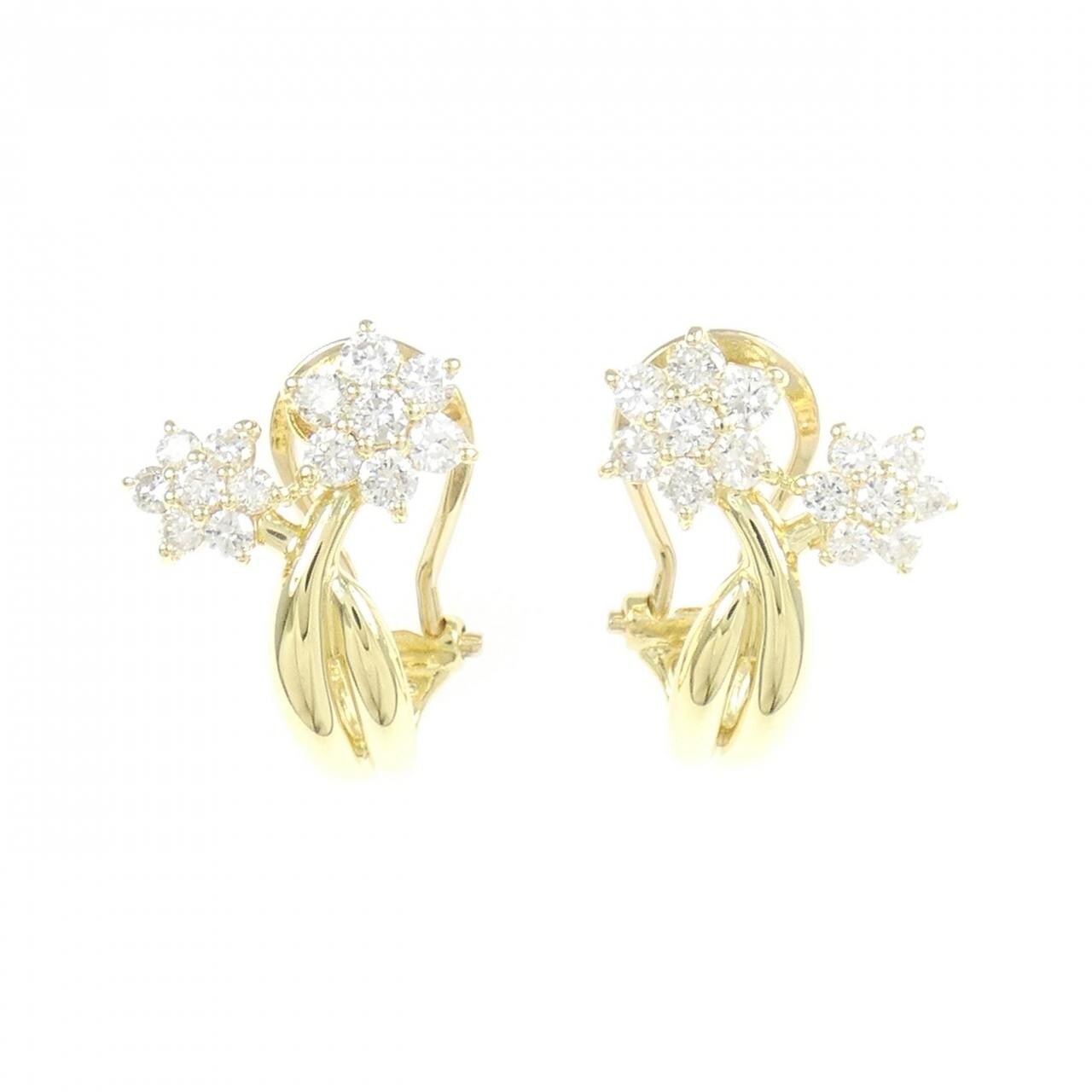 K18YG フラワー ダイヤモンド ピアス 0.72CT