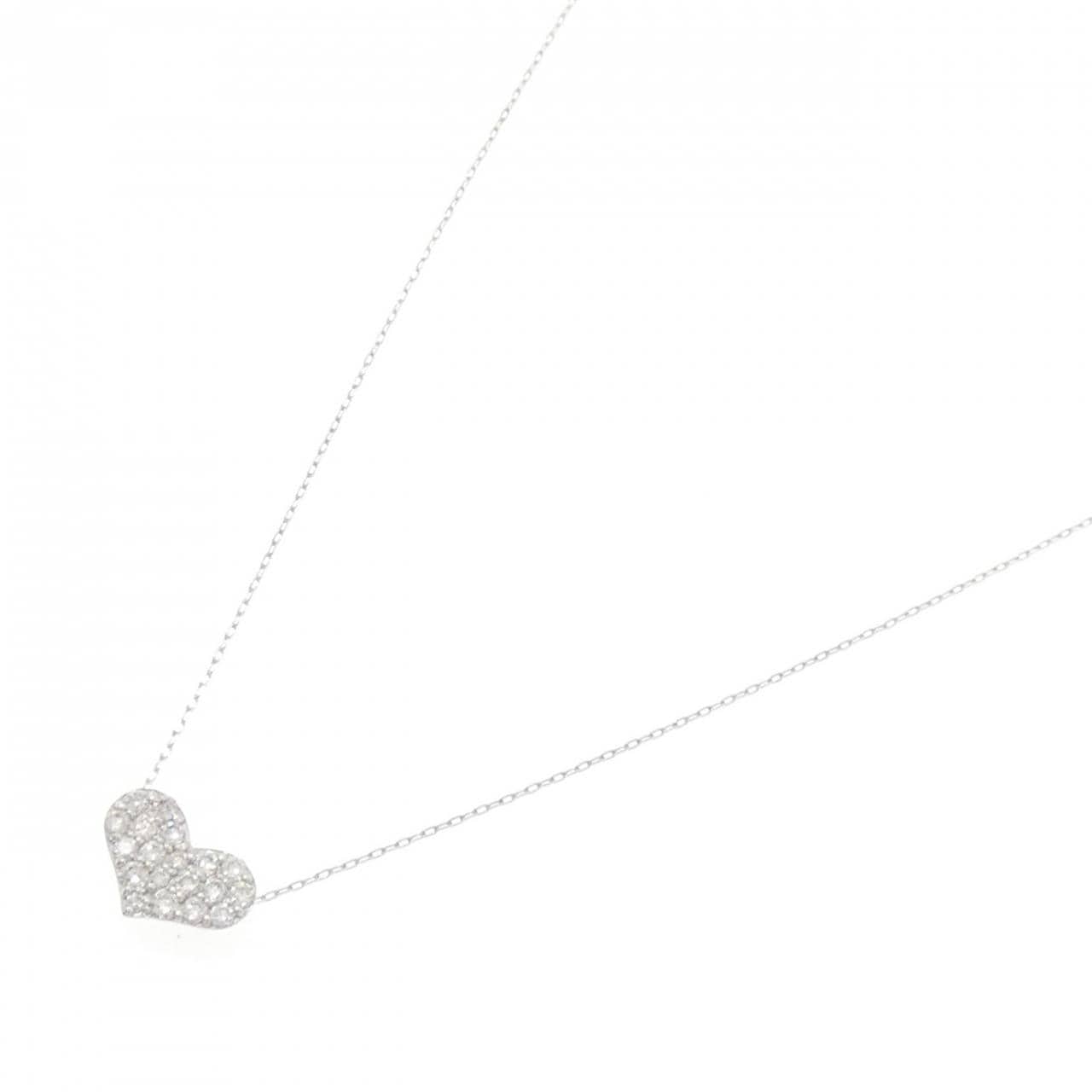 K18WG パヴェ ハート ダイヤモンド ネックレス 0.20CT