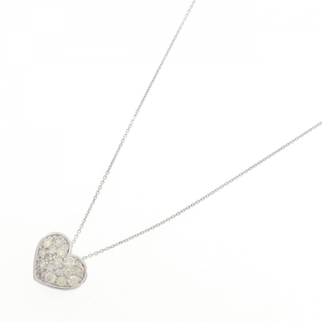 K18WG パヴェ ハート ダイヤモンド ネックレス 0.30CT