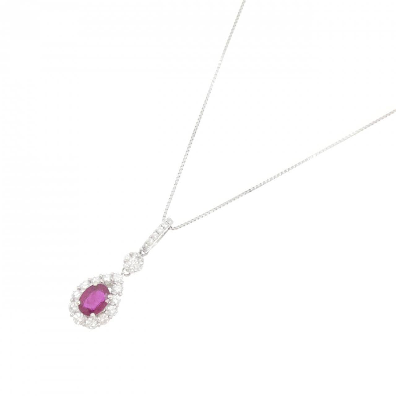 PT900/PT850 ルビー ネックレス 1.06CT