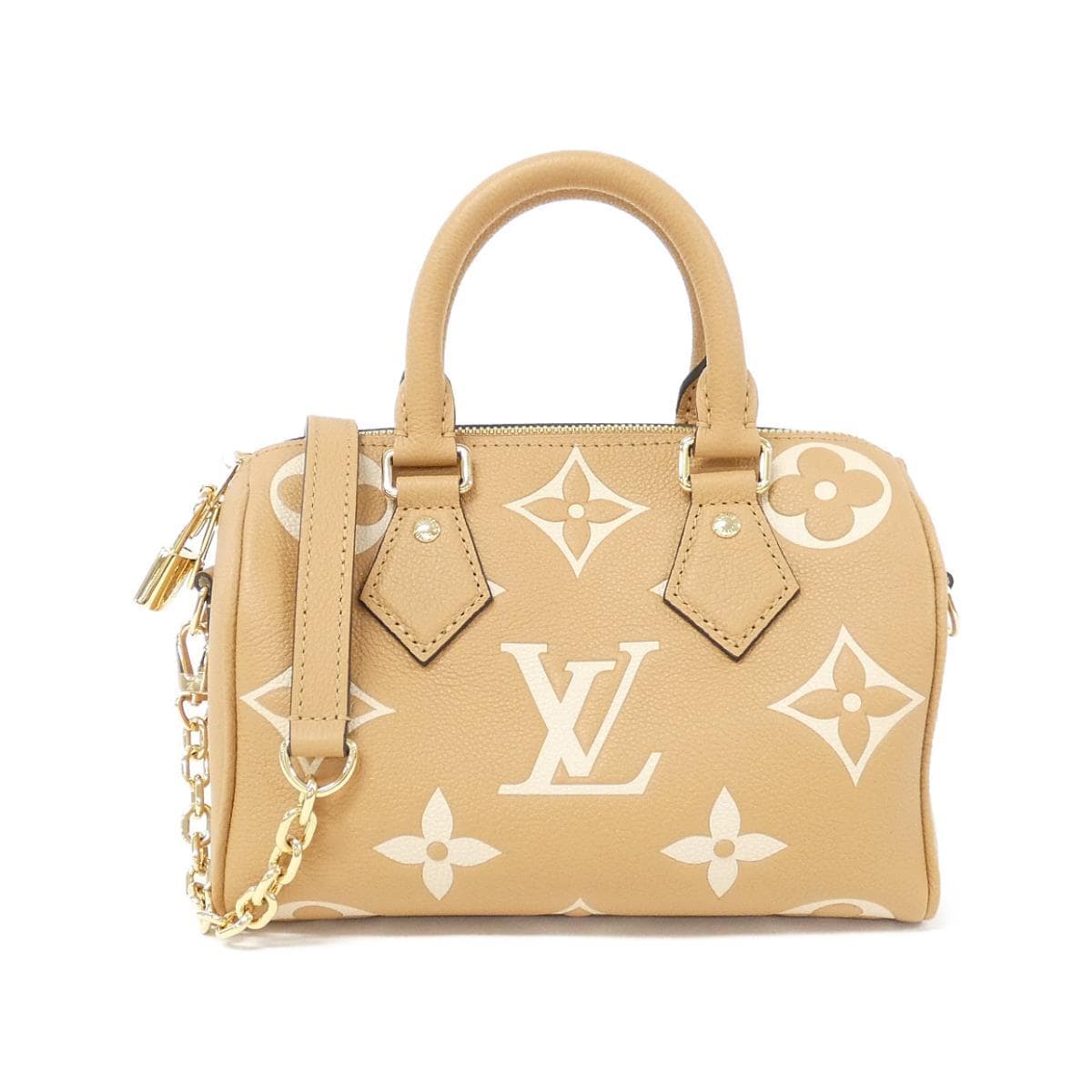 [未使用品] LOUIS VUITTON雙色Monogram Empreinte Speedy Bandouliere 20 公分 M12713 包