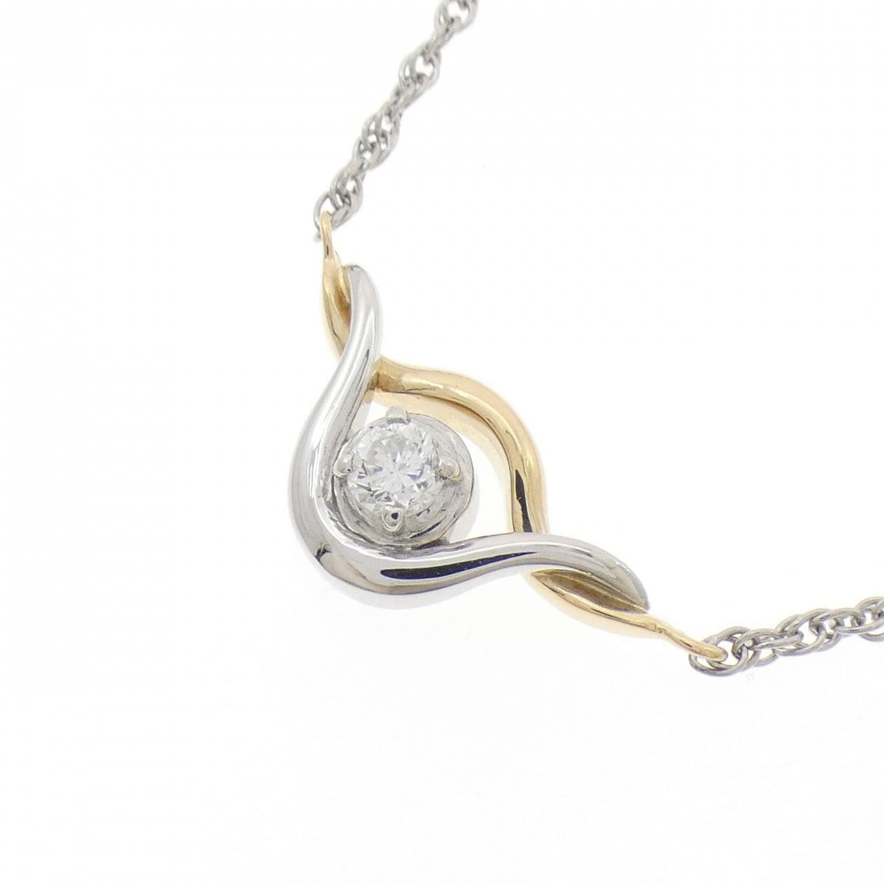 PT900/K18YG/PT850 ダイヤモンド ネックレス 0.14CT