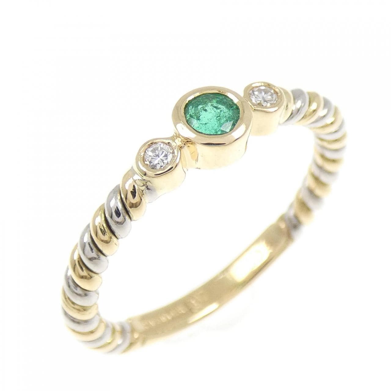 18K/PT900 エメラルド リング 0.17CT