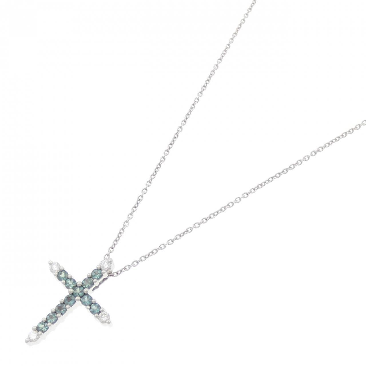 K18WG/750WG クロス アレキサンドライト ネックレス 0.40CT