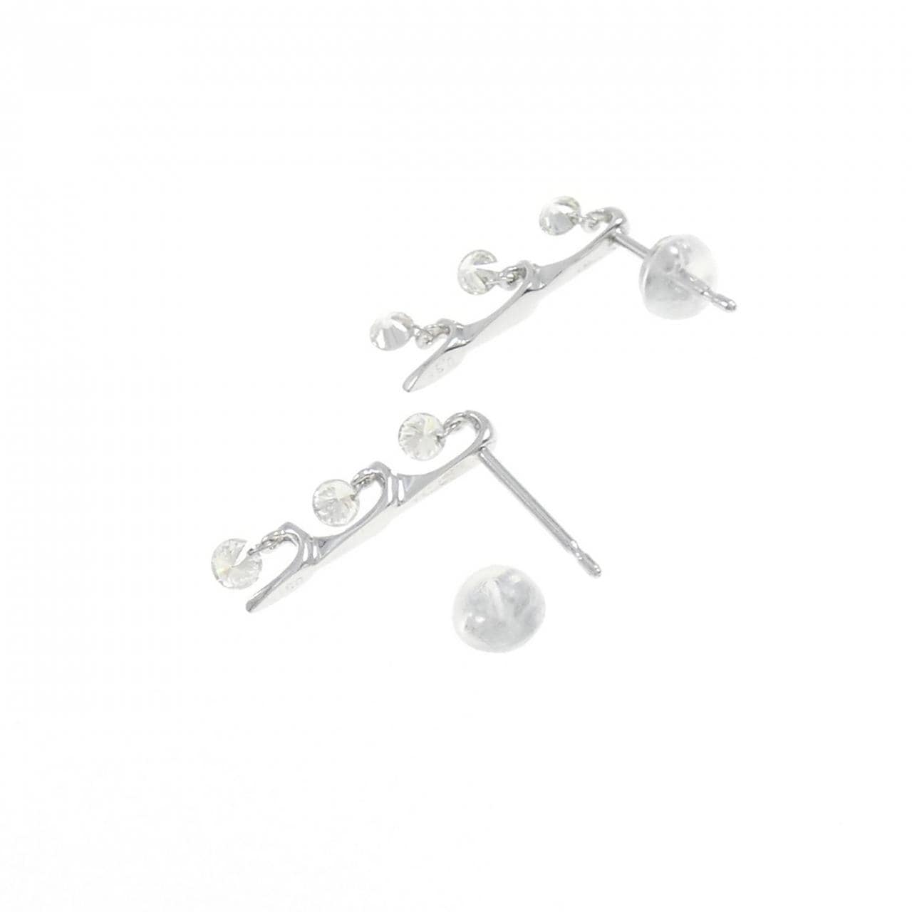 K18WG three stone Diamond earrings 0.62CT