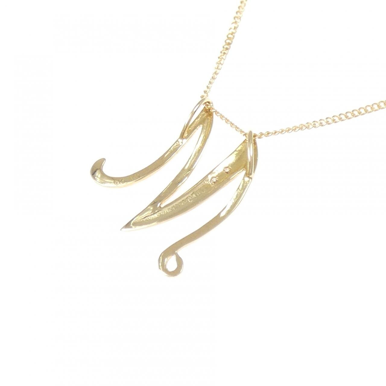 K18YG イニシャルM ダイヤモンド ネックレス 0.01CT