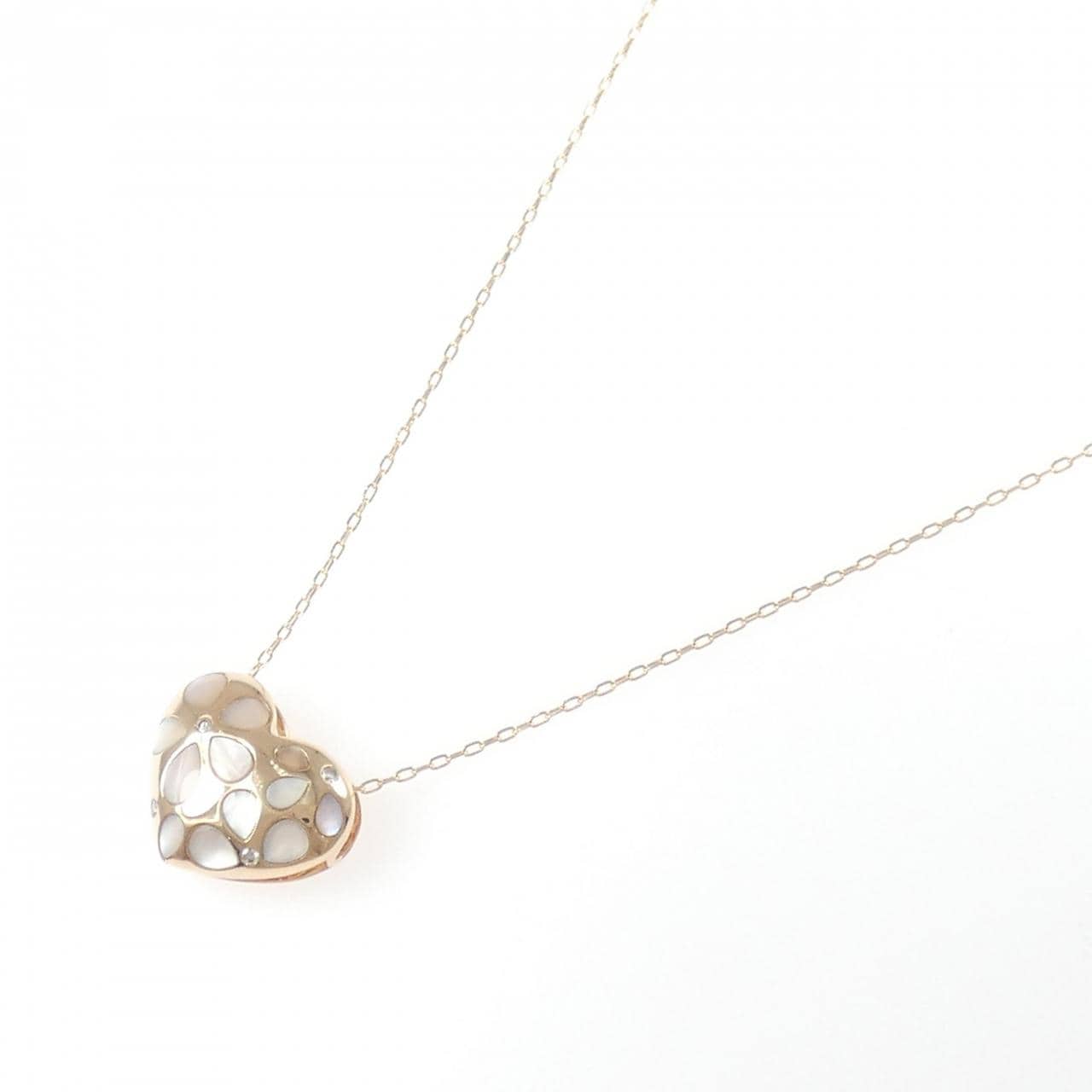 K18PG フラワー×ハート マザーオブパール ネックレス