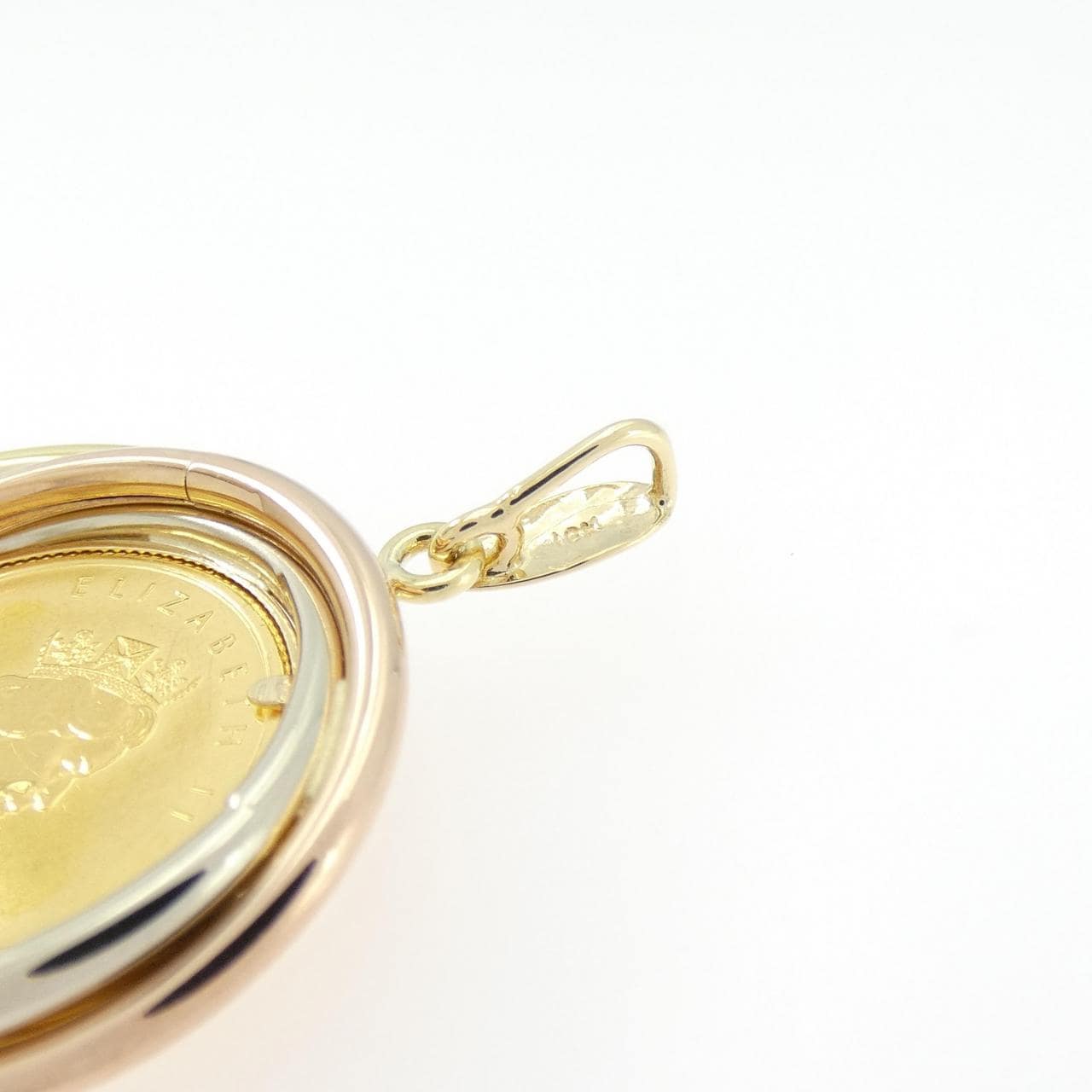 18K three colors (frame) coin pendant