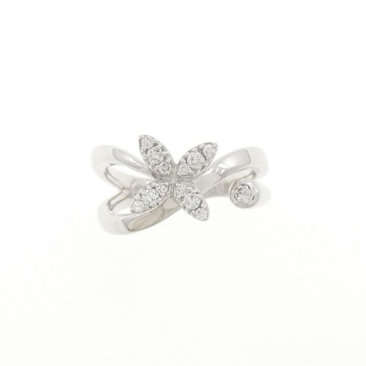 K18WG フラワー ダイヤモンド リング 0.16CT