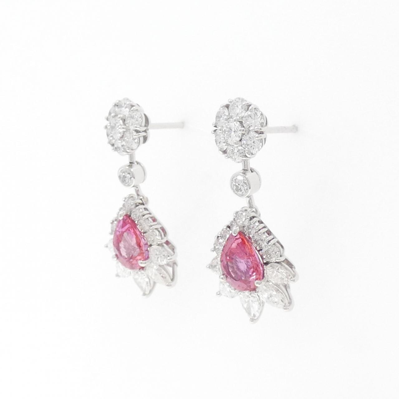 PT950/PT900 サファイヤ ピアス 3.26CT