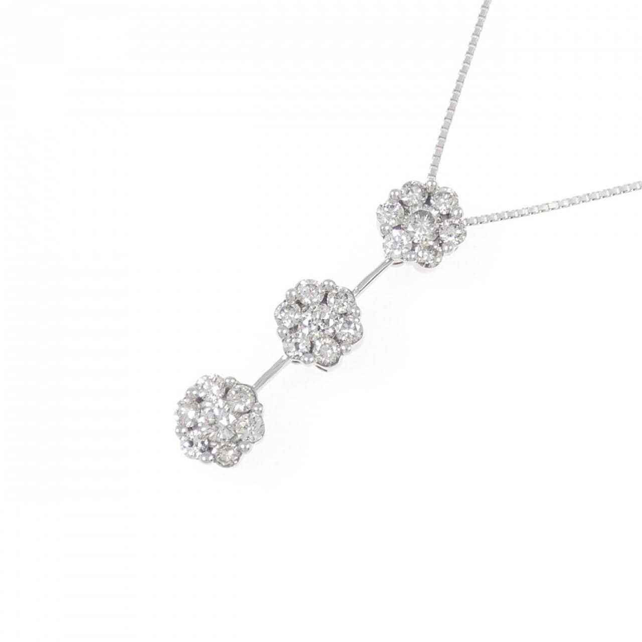 K18WG flower Diamond necklace 1.00CT