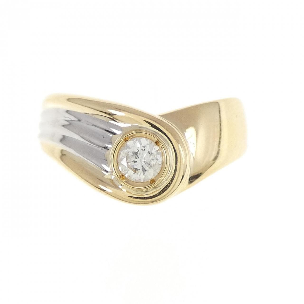 K18YG/PT ダイヤモンド リング 0.15CT