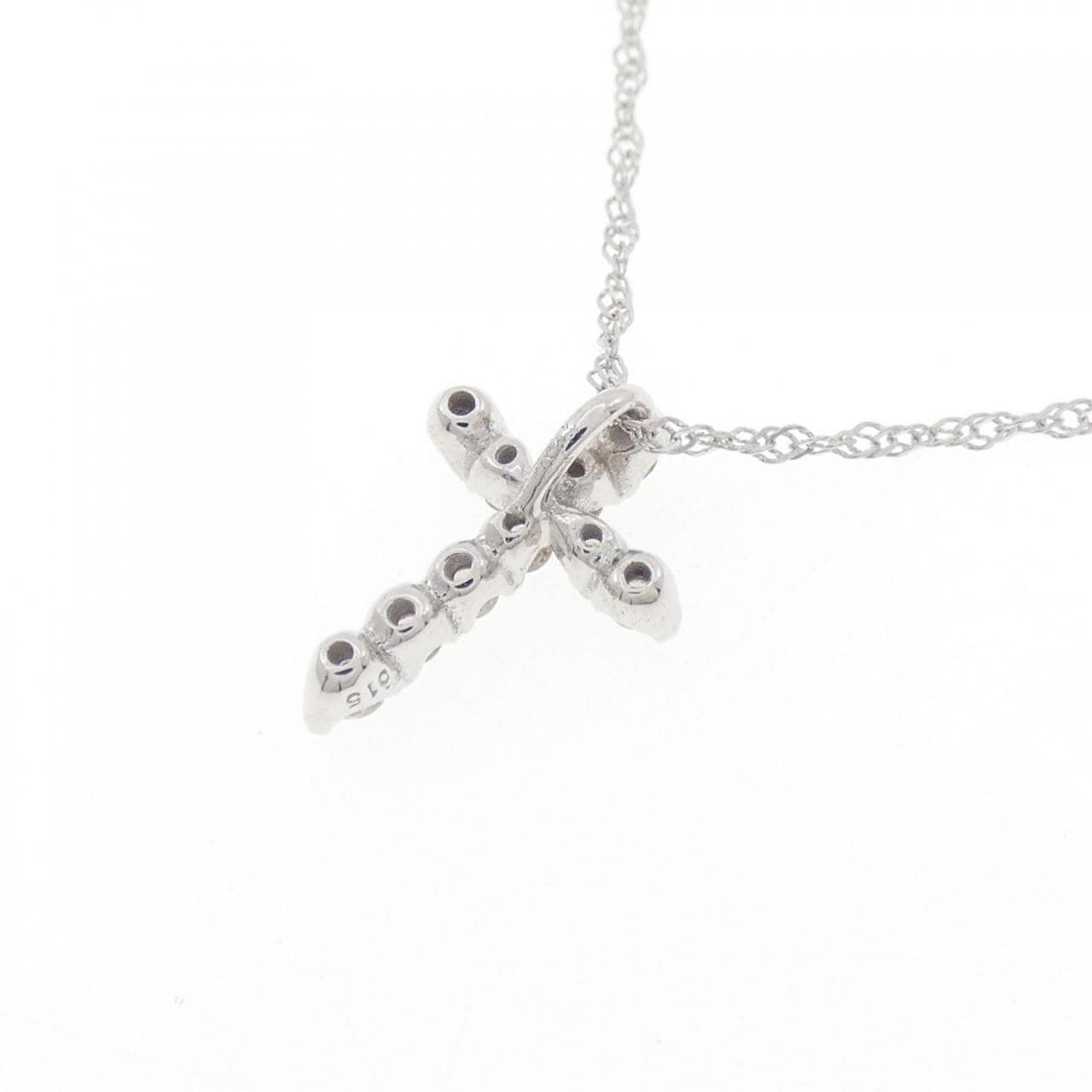K14WG クロス ダイヤモンド ネックレス 0.15CT