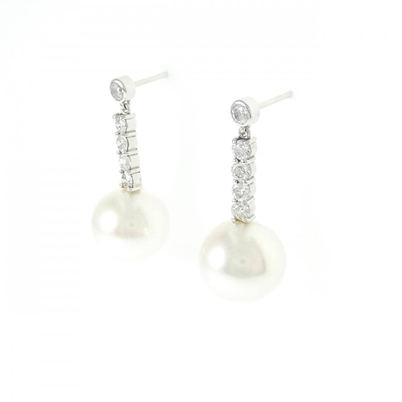 K18WG 白蝶パール ピアス 10.7mm