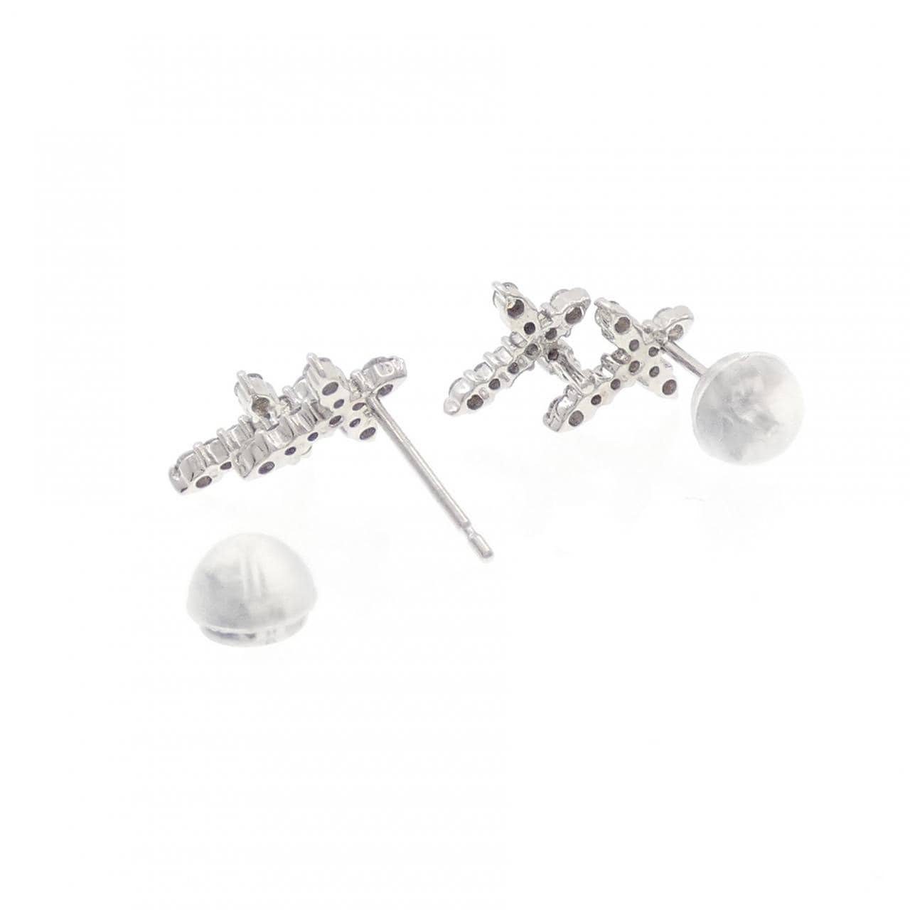 K18WG クロス ダイヤモンド ピアス 0.40CT