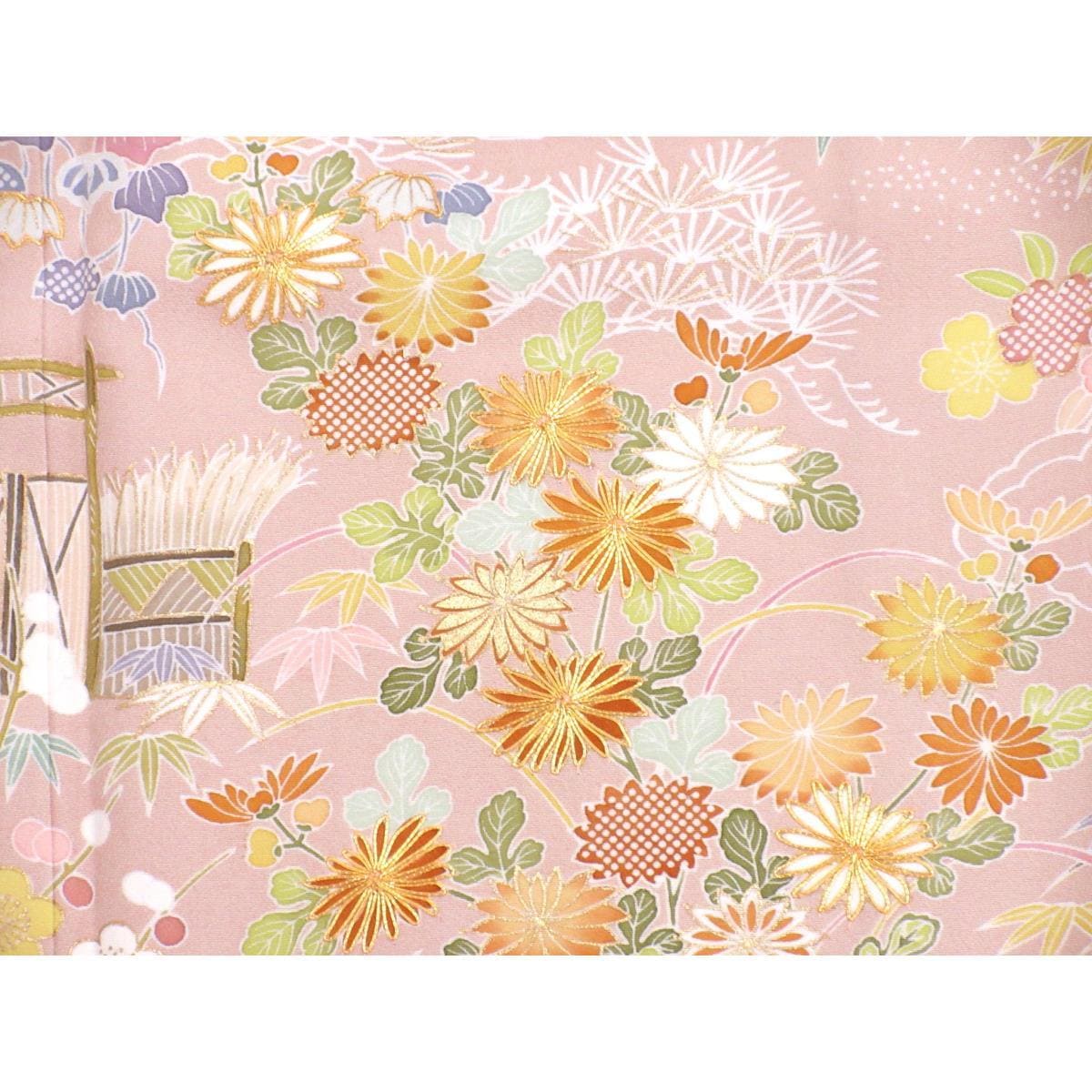 【未使用品】訪問着　友禅金彩加工　刺繍入り