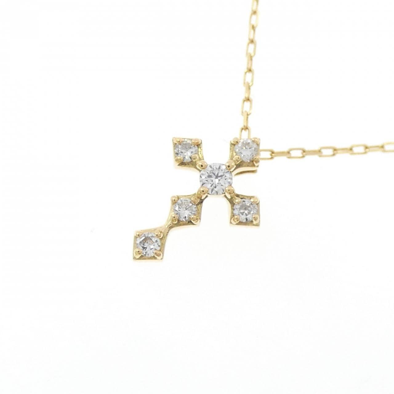 K18YG クロス ダイヤモンド ネックレス 0.10CT
