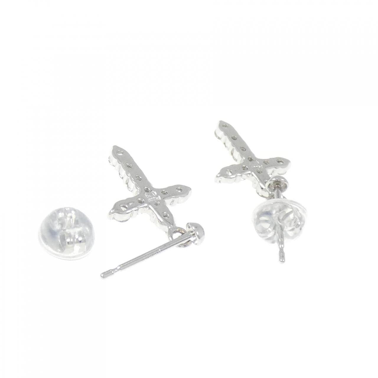 PT900 クロス ダイヤモンド ピアス 0.50CT