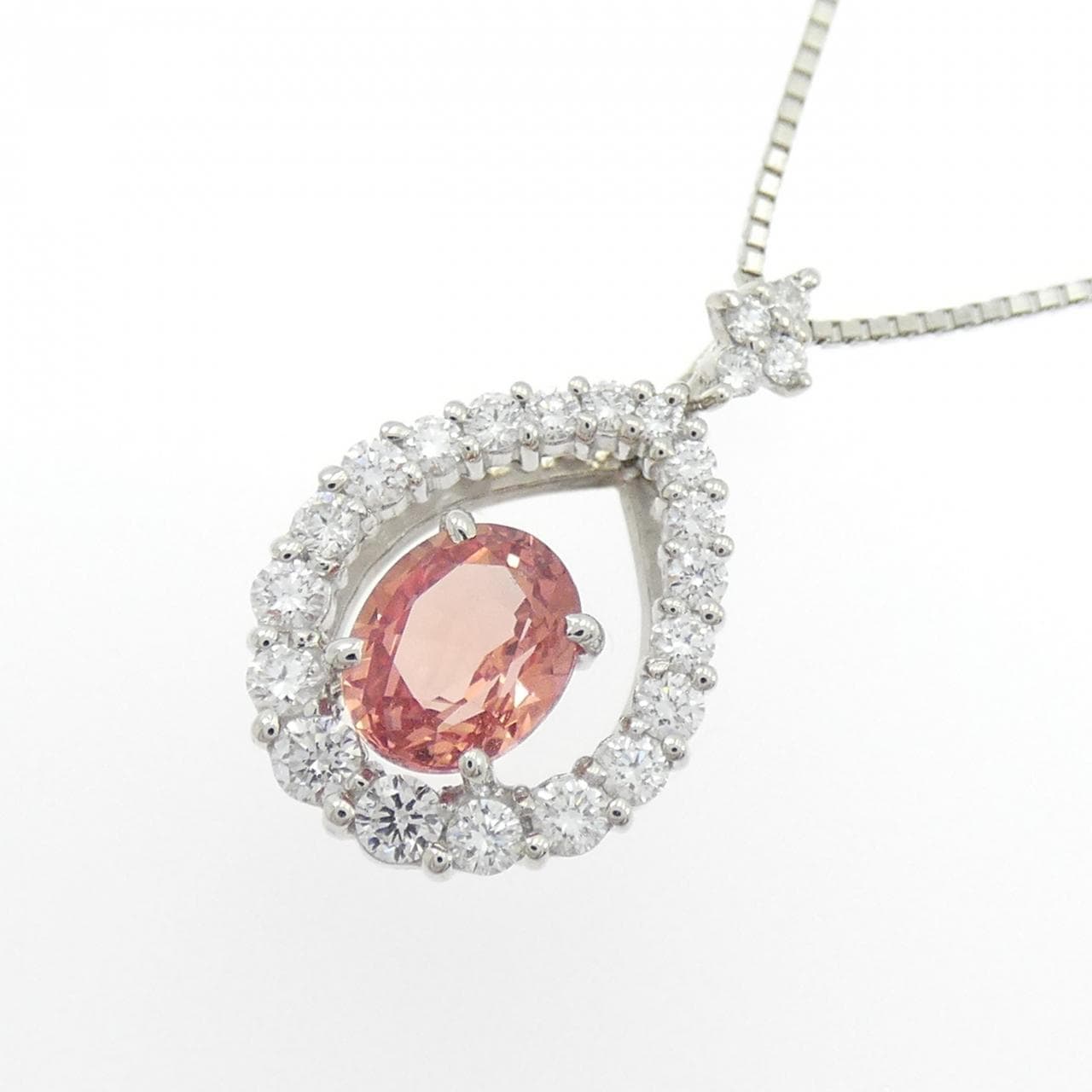PT900/PT850 パパラチアサファイヤ ネックレス 0.954CT