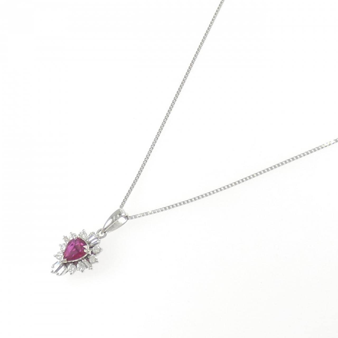 PT900/PT850 ルビー ネックレス 0.375CT