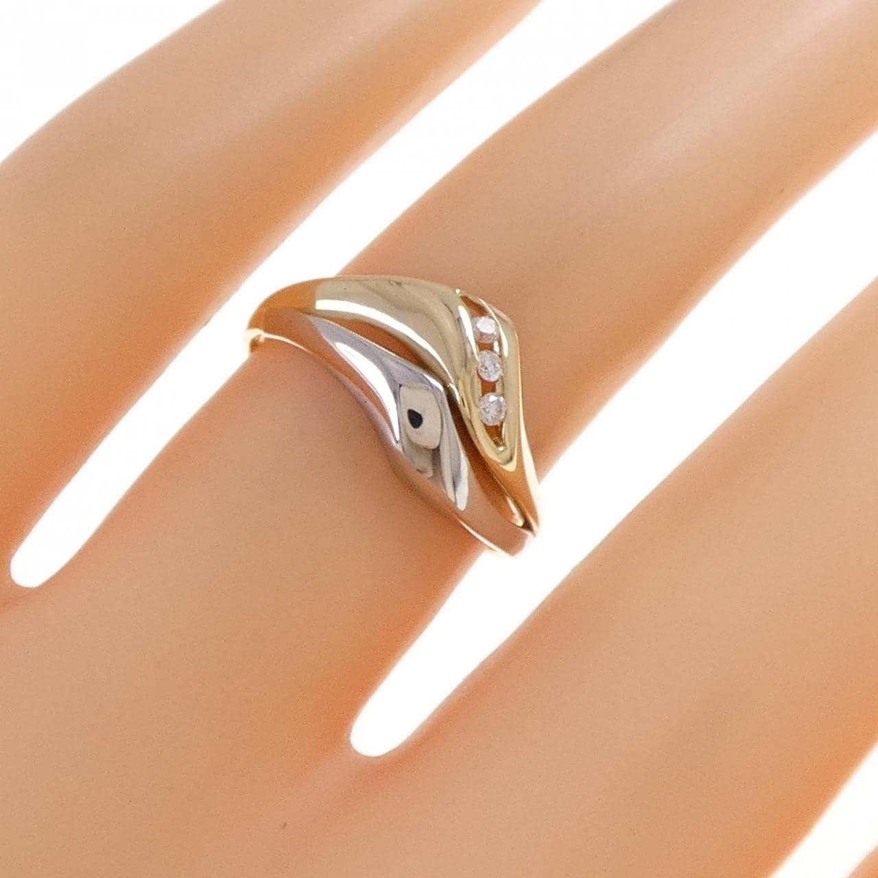 K18YG/PT900 ダイヤモンド リング 0.04CT