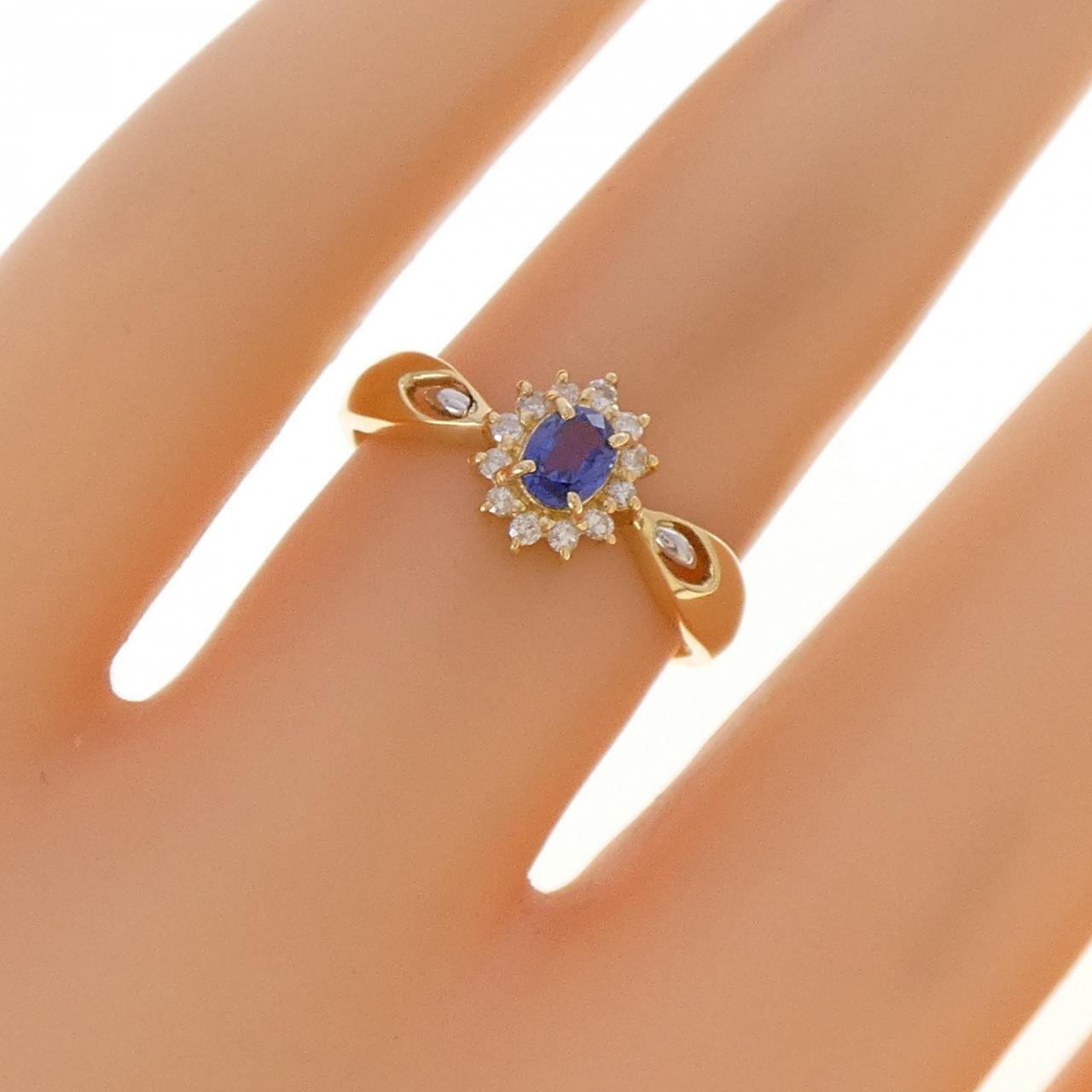 K18YG/PT900 サファイヤ リング 0.22CT