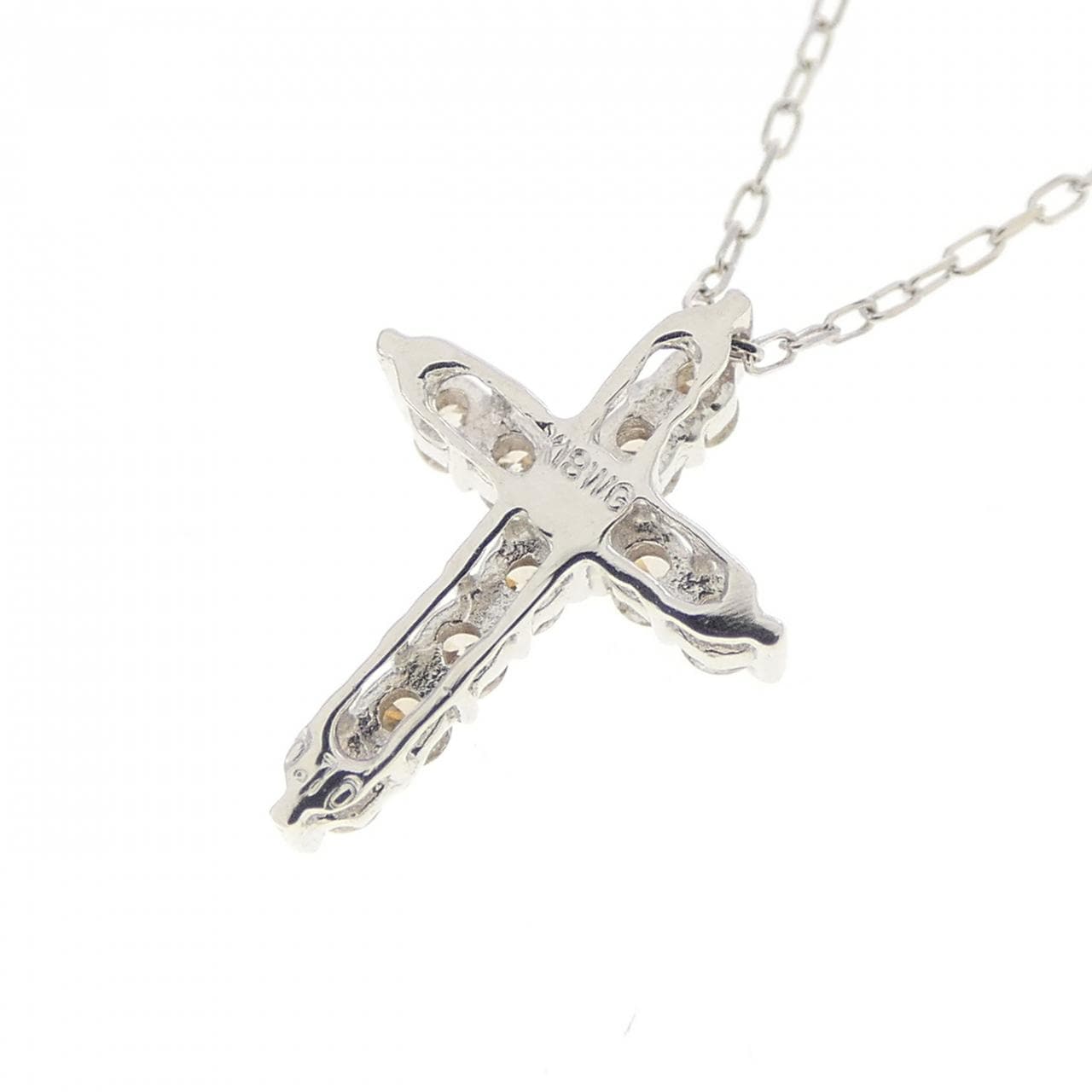 K18WG クロス ダイヤモンド ネックレス 0.10CT