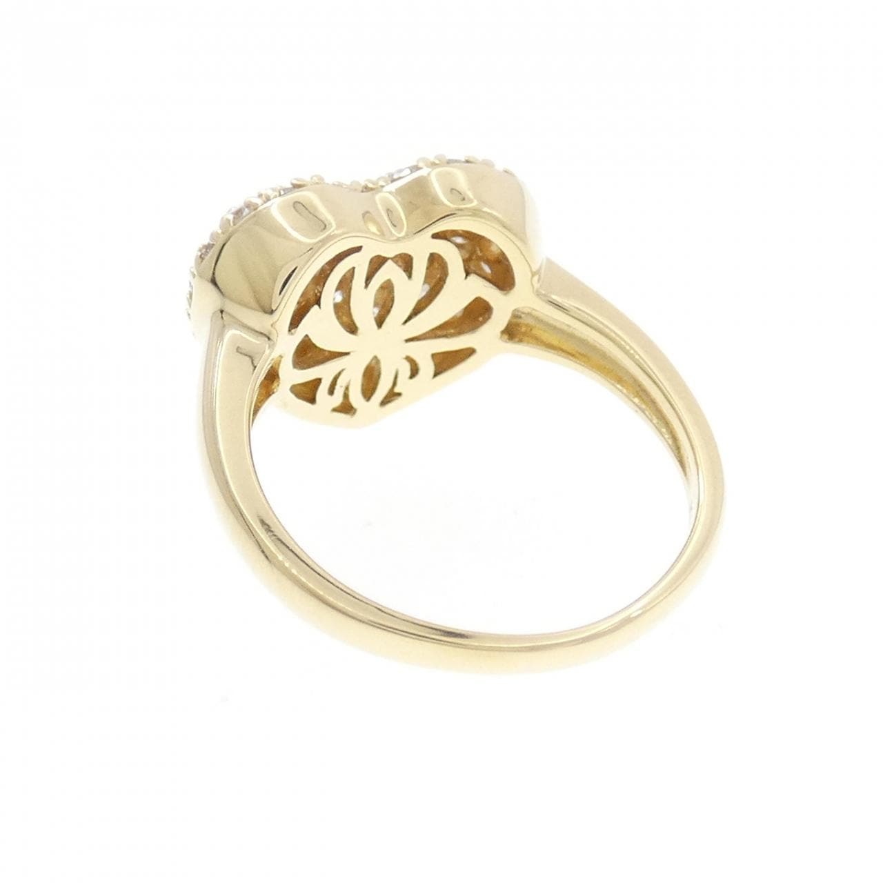 K18YG ハート パヴェ ダイヤモンド リング 1.06CT