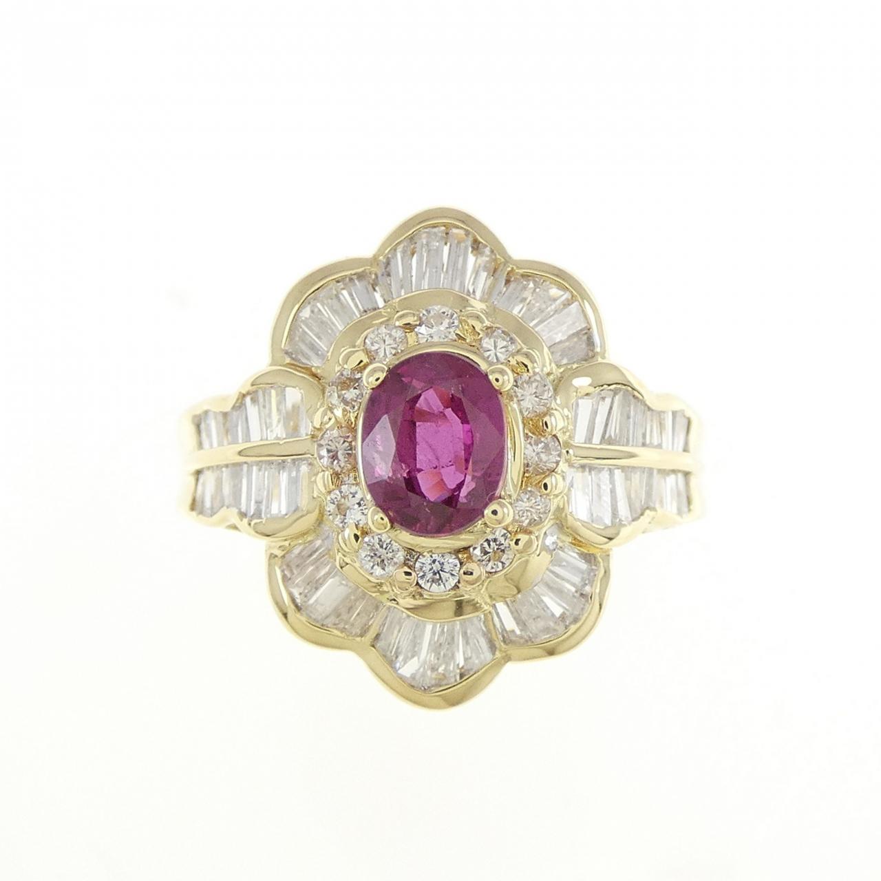 750YG/750WG ルビー リング 0.79CT