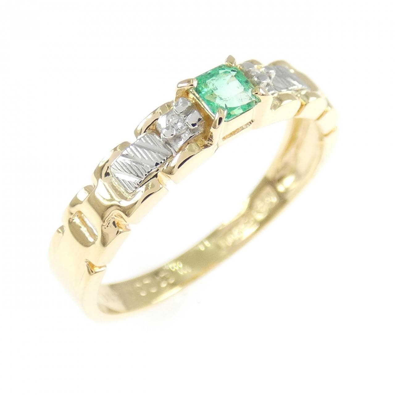 K18YG/PT900 エメラルド リング 0.12CT