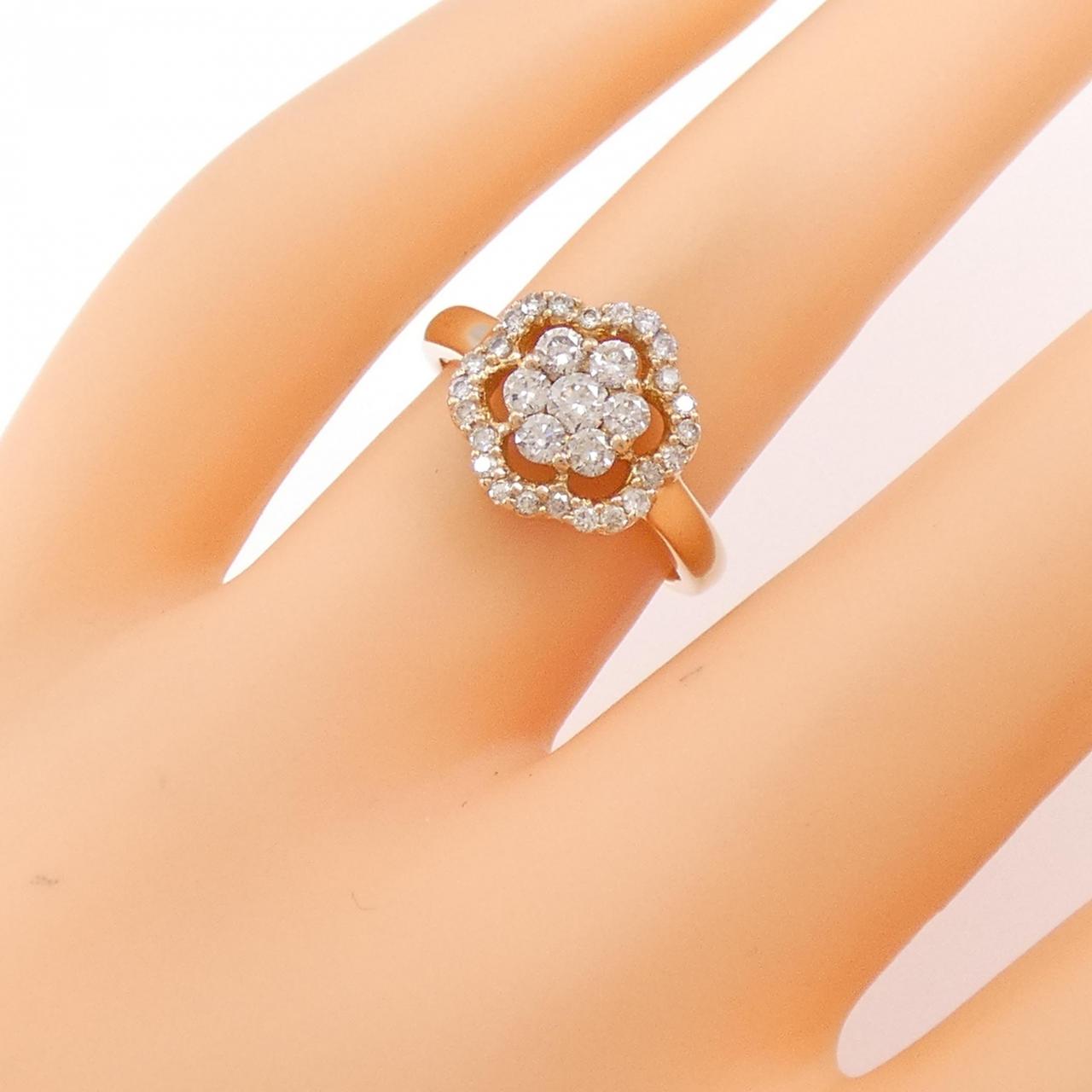K18PG花朵钻石戒指0.55CT