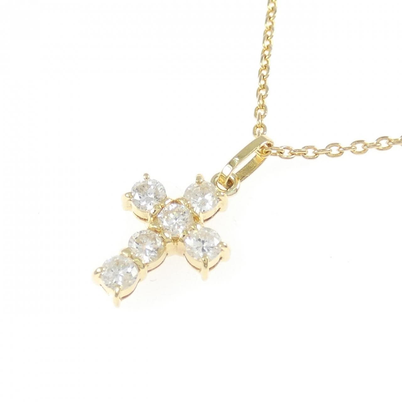 K18YG クロス ダイヤモンド ネックレス 0.45CT