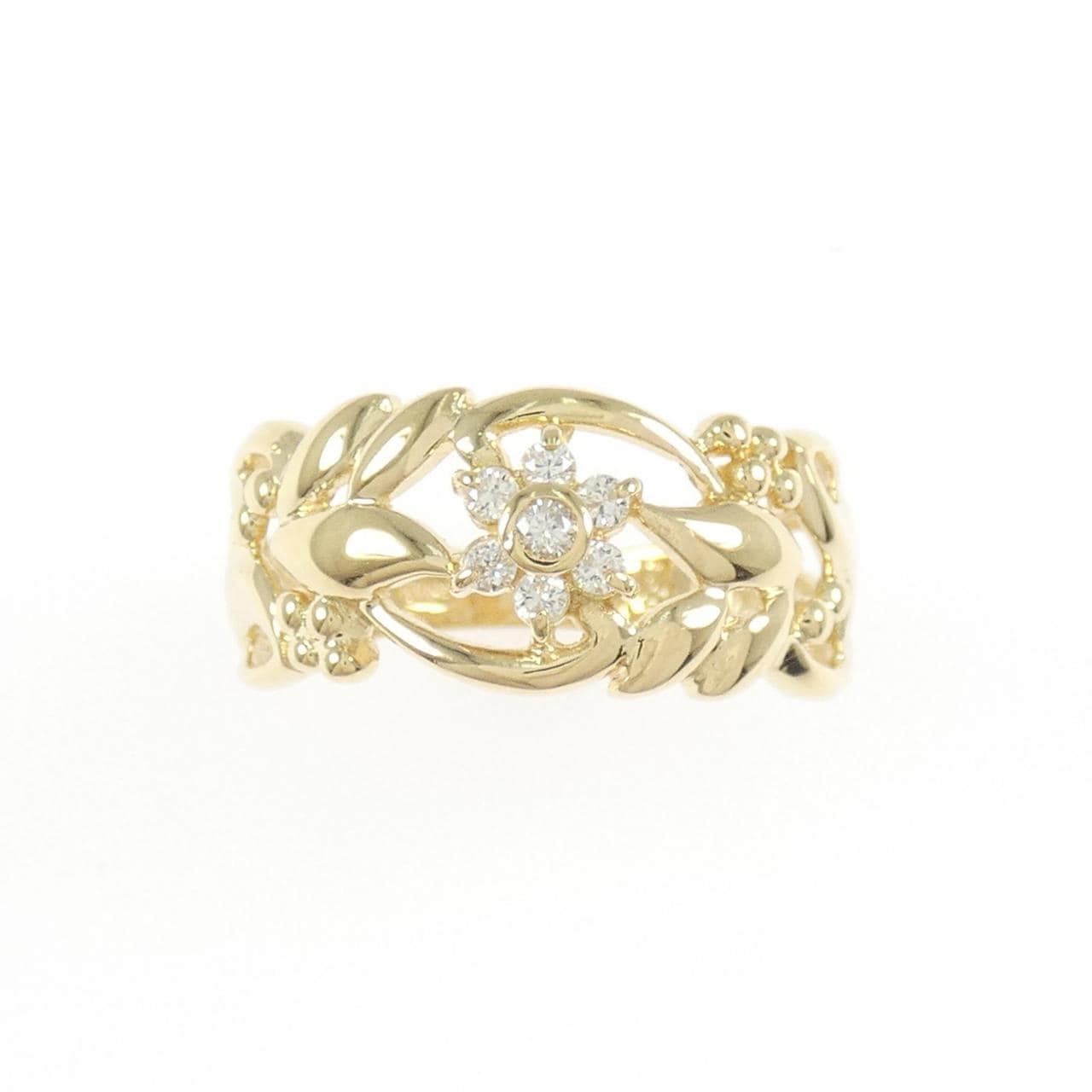 K18YG フラワー ダイヤモンド リング 0.10CT