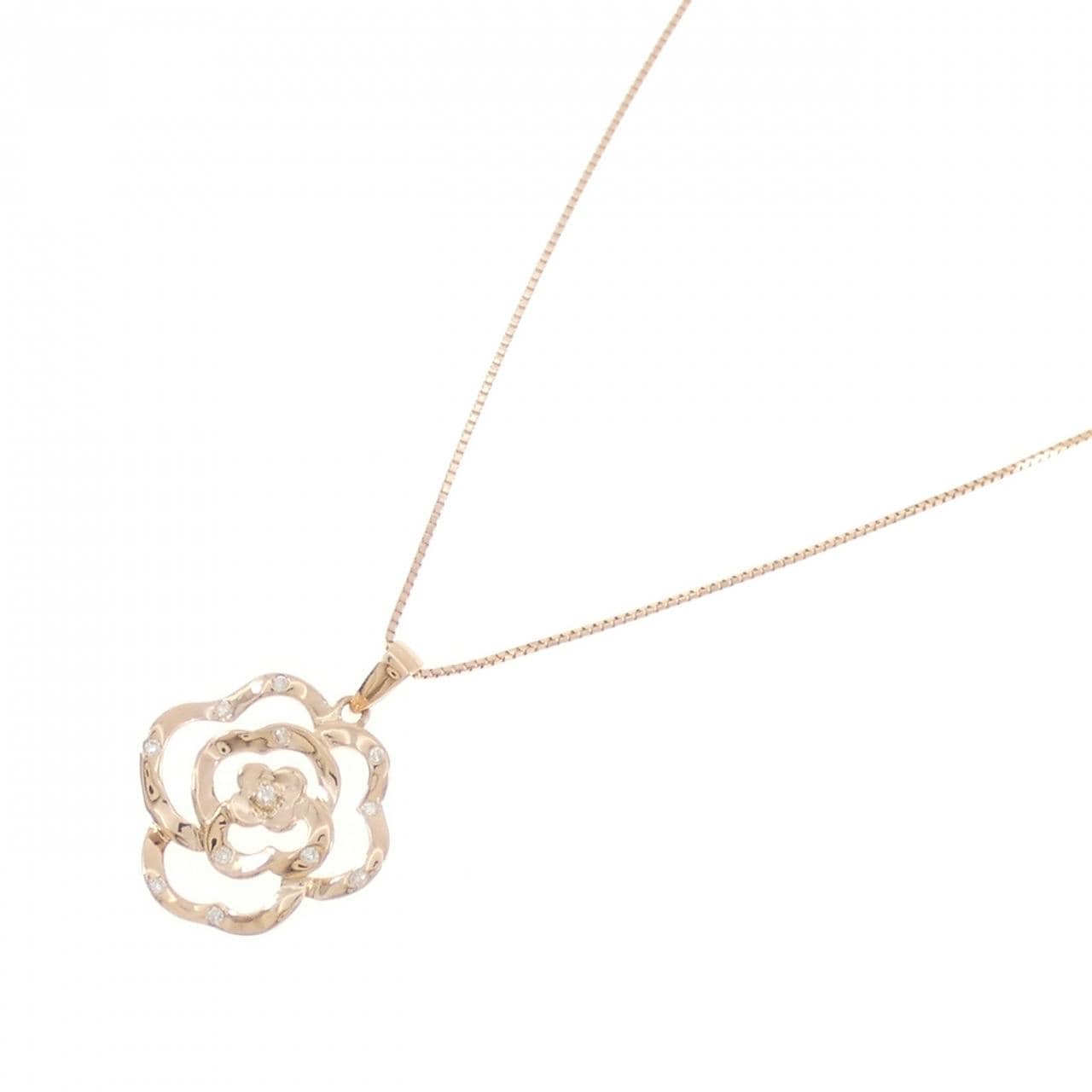 K18PG ローズ ダイヤモンド ネックレス 0.07CT