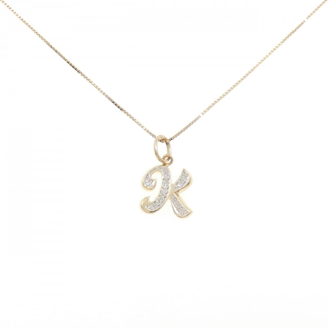 585YG/K10YG/585WG イニシャルK ダイヤモンド ネックレス