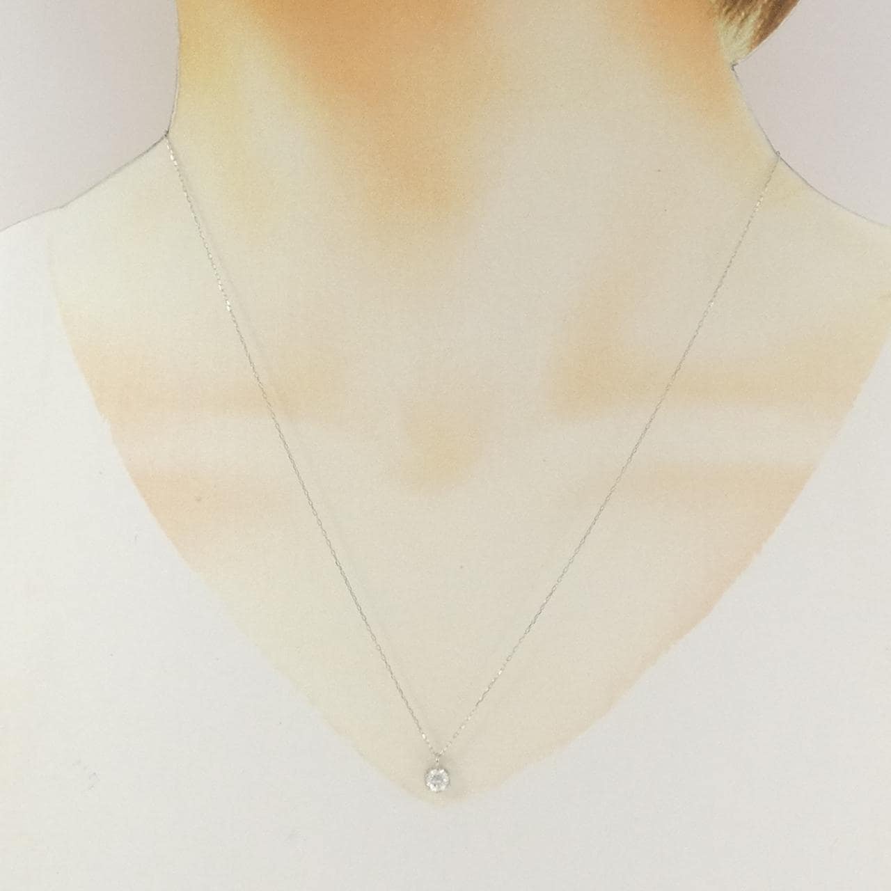 PT900/PT850 ソリティア ダイヤモンド ネックレス 0.30CT