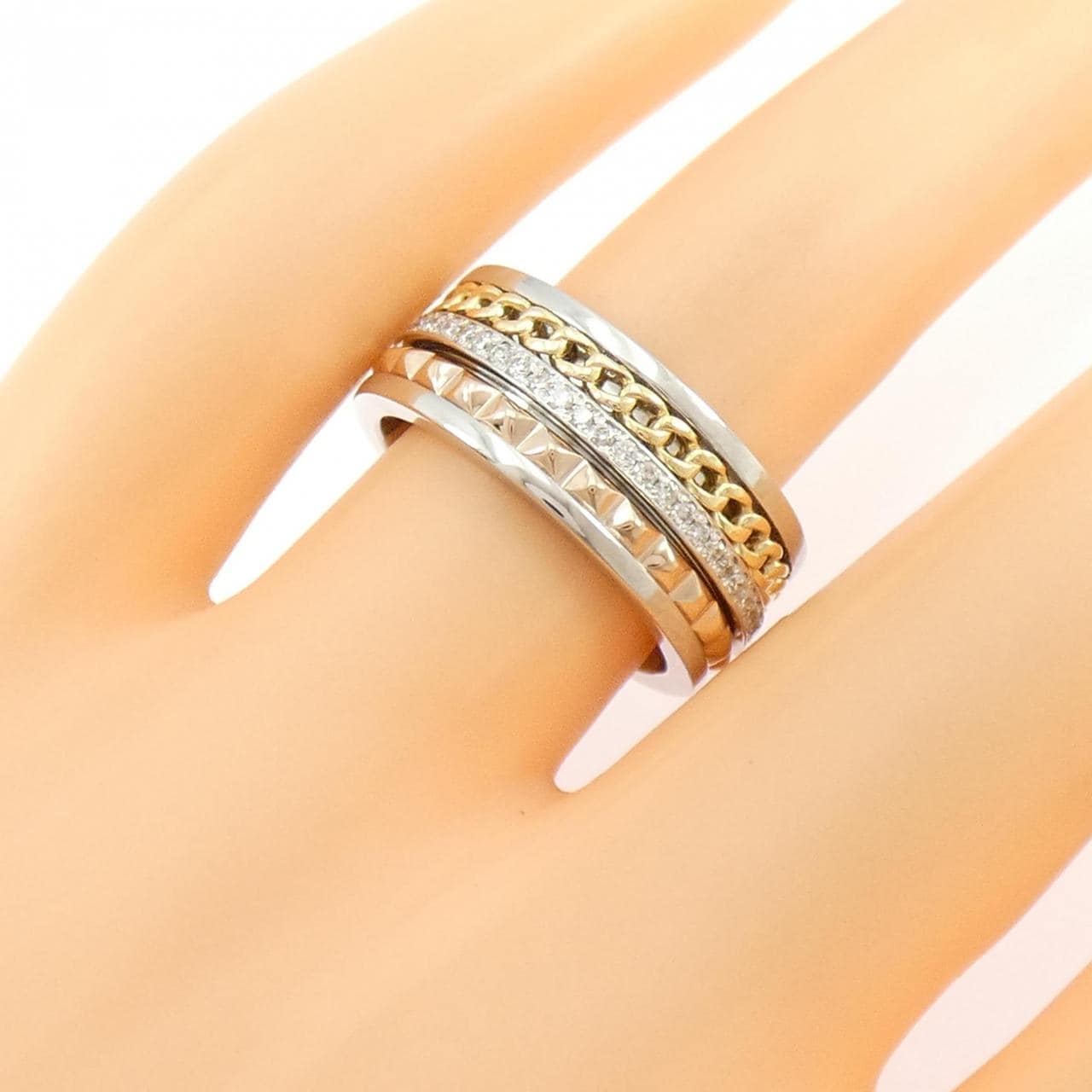 K18YG/PT950/K18PG ダイヤモンド リング 0.28CT