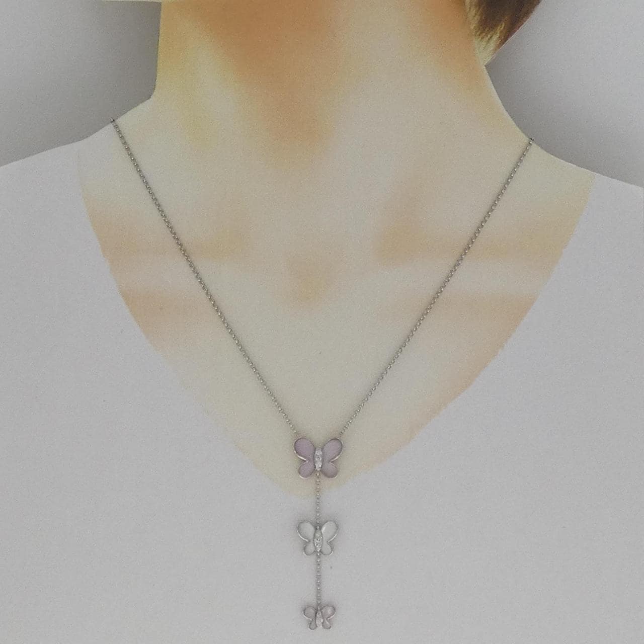 K18WG バタフライ マザーオブパール ネックレス