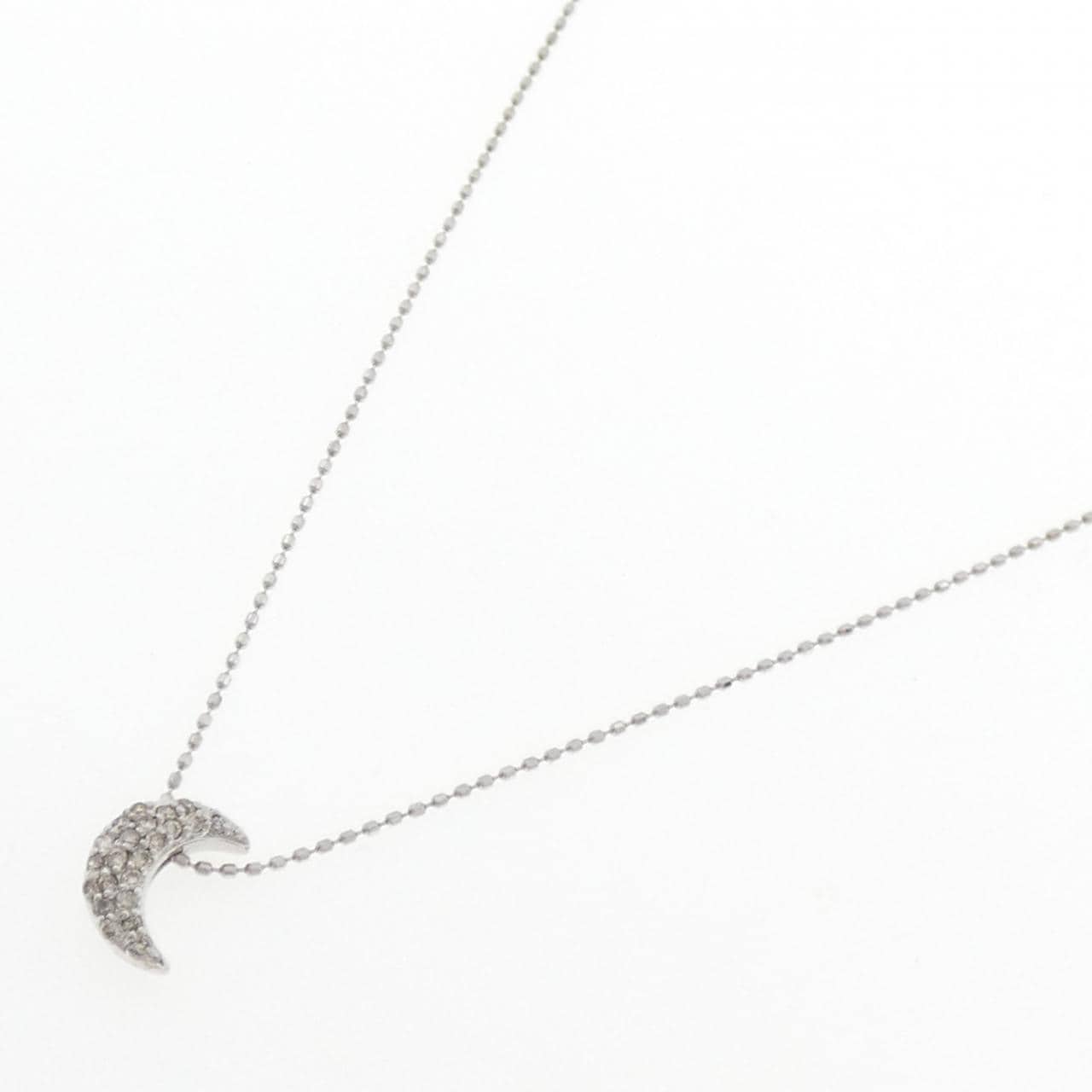 K10WG ムーン ダイヤモンド ネックレス 0.12CT