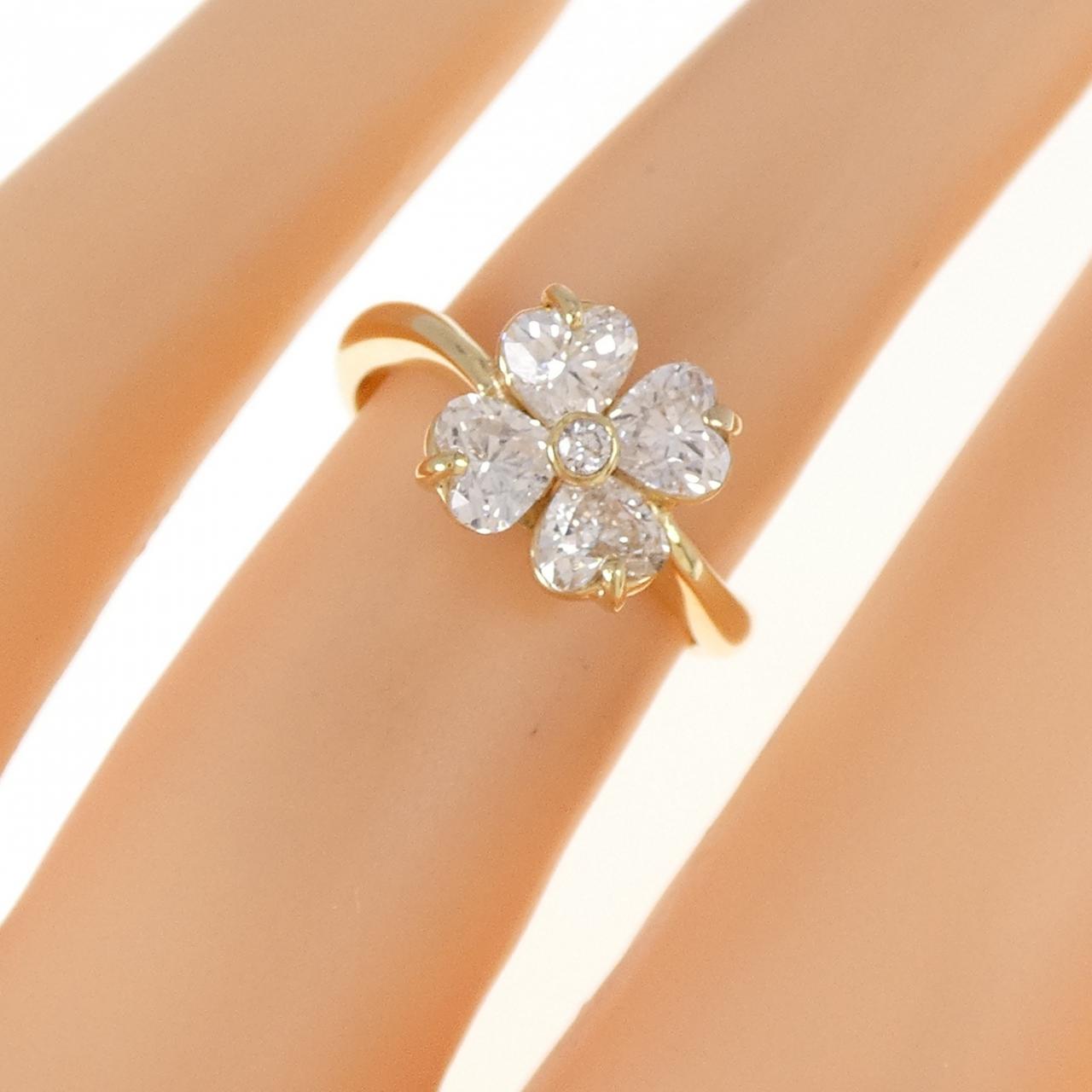 K18YG フラワー ダイヤモンド リング 1.15CT