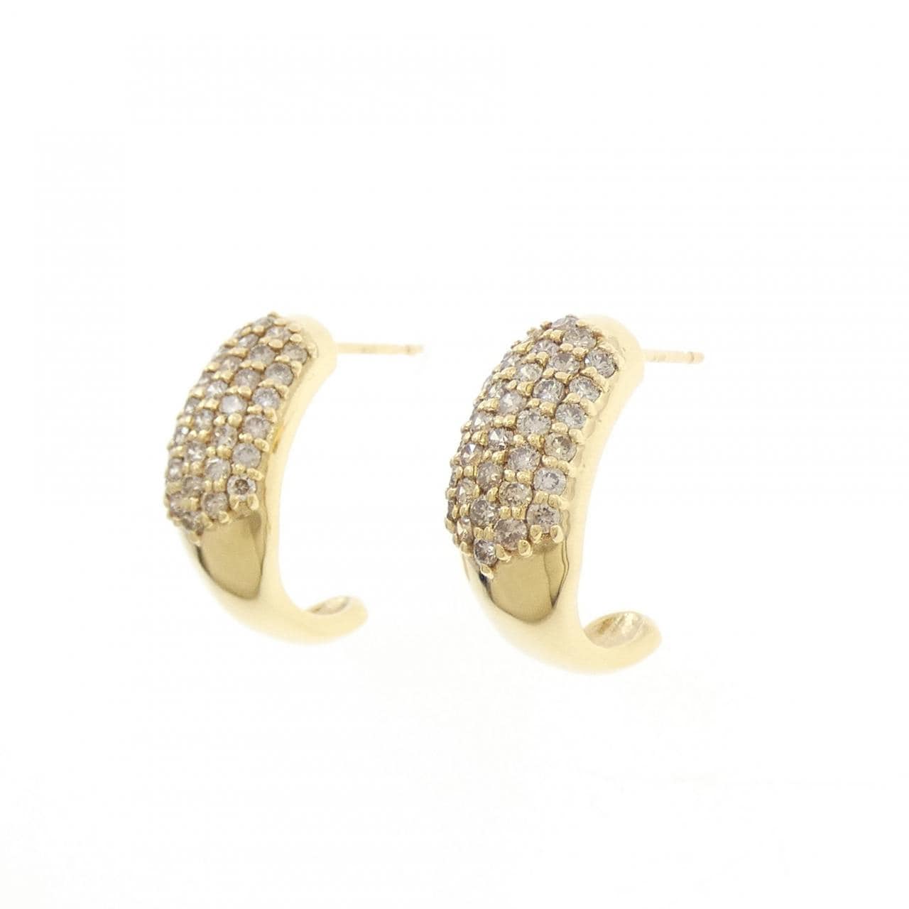 K18YG パヴェ ダイヤモンド ピアス 1.00CT