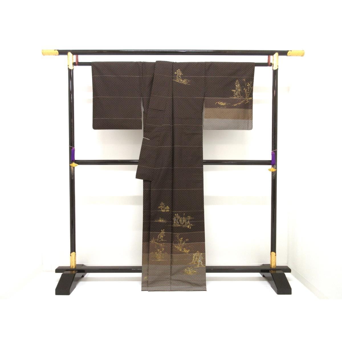 訪問着　鳥獣戯画【横双大島紬】