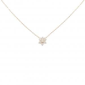 K18PG フラワー ダイヤモンド ネックレス 0.18CT