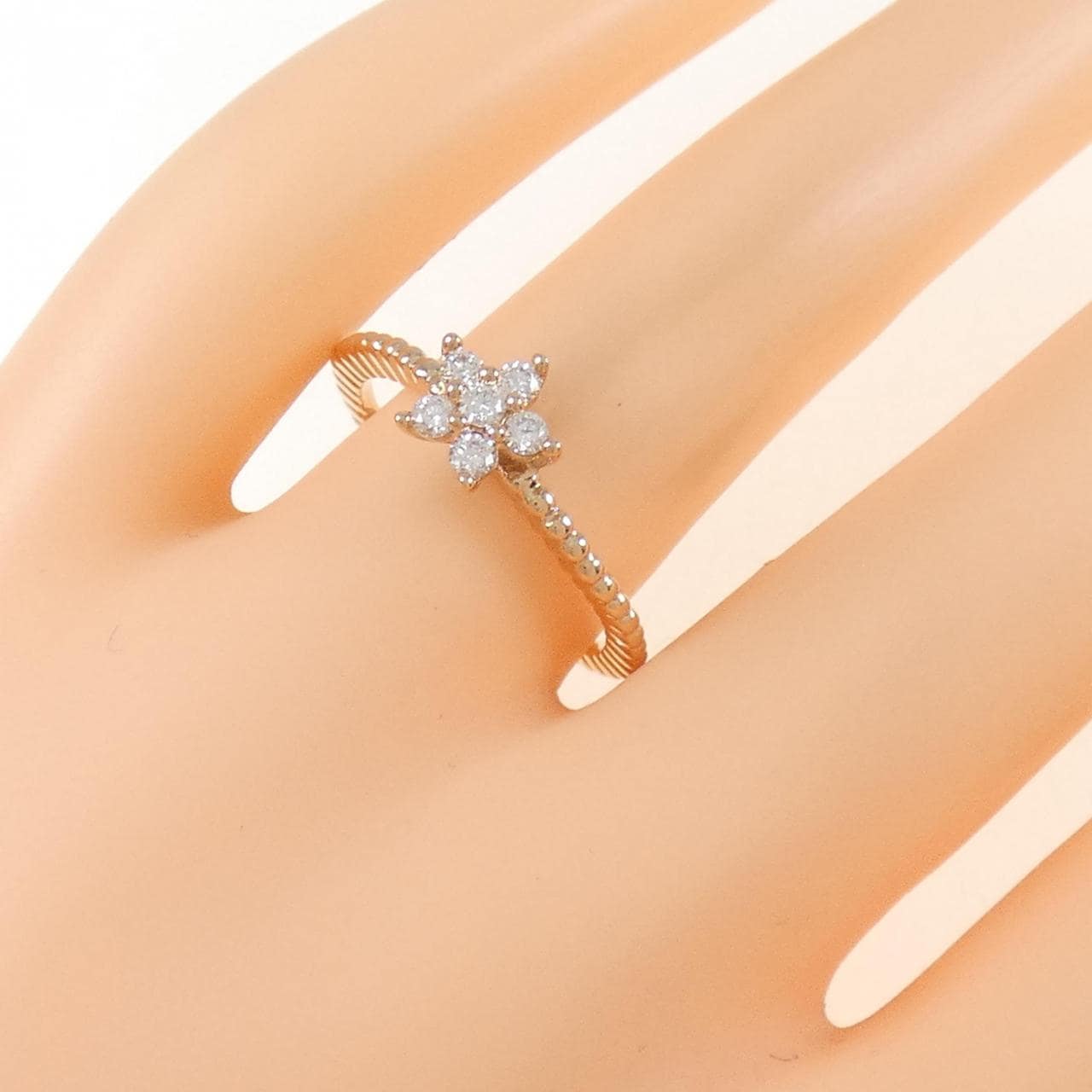 K18PG flower Diamond ring 0.20CT