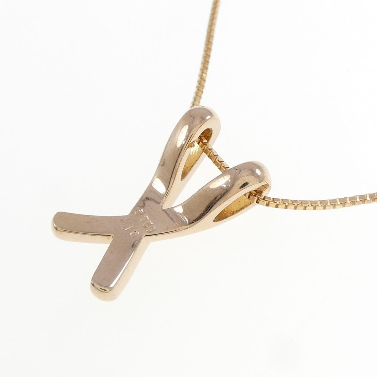 750PG/K18PG ダイヤモンド ネックレス 0.16CT