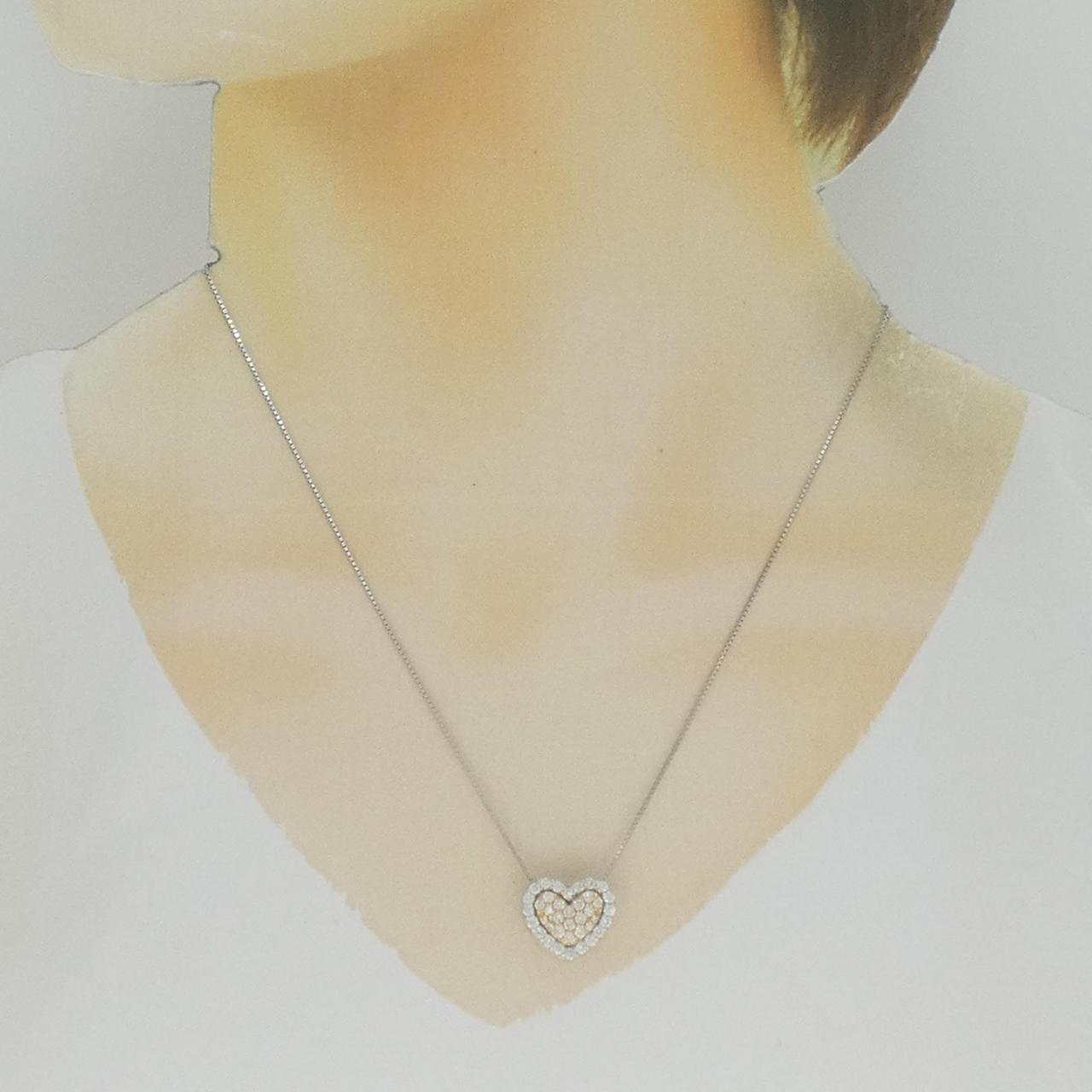 K18PG/K18WG 2WAY ハート ダイヤモンド ネックレス 0.90CT