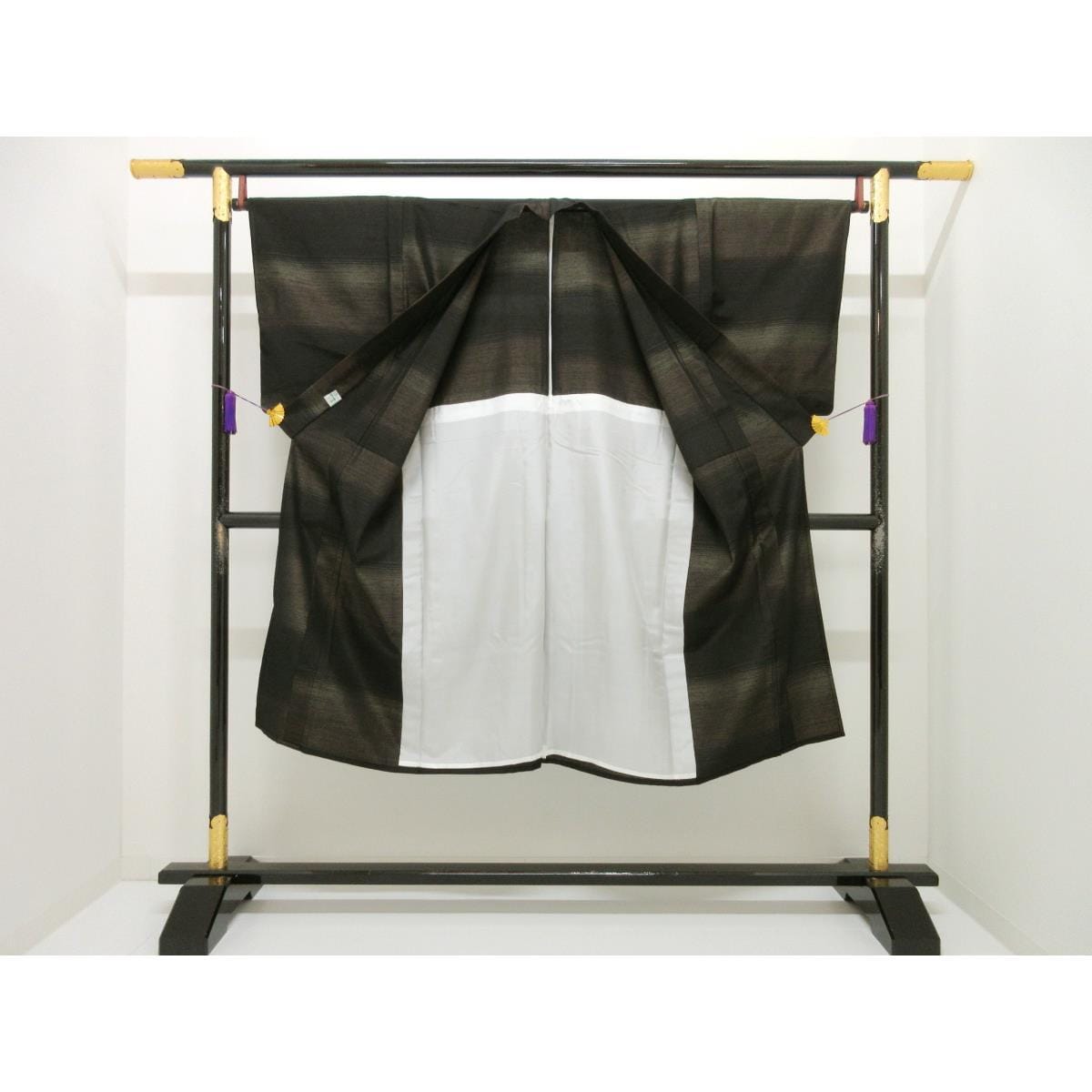 男物　単衣　縞大島紬